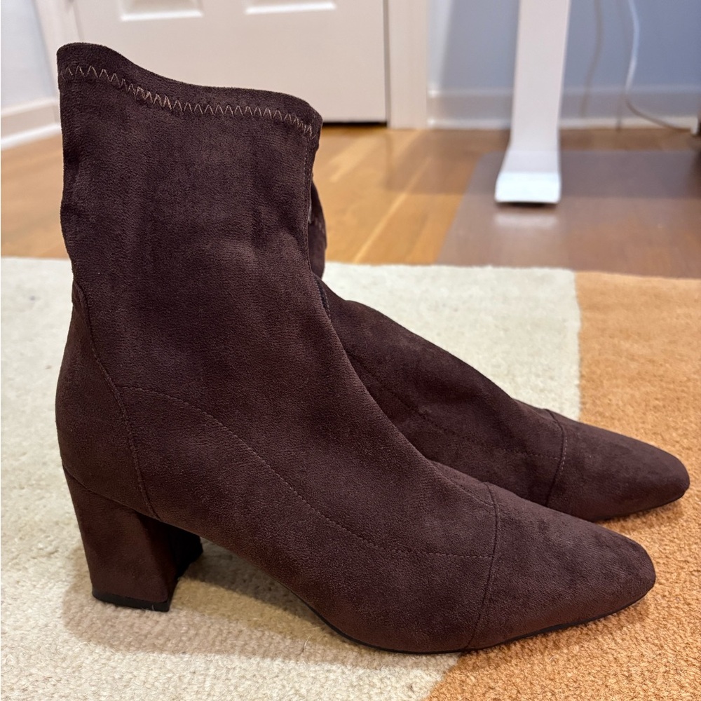 suede pointed toe ankle boots NWOB